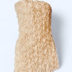 Elegant Cream Floral Strapless Dress Shein 6